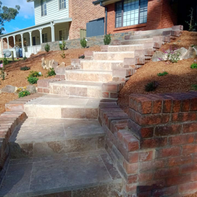 travertine paved stairs